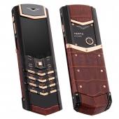 Vertu Signature S Design Red Gold Chocolate Alligator